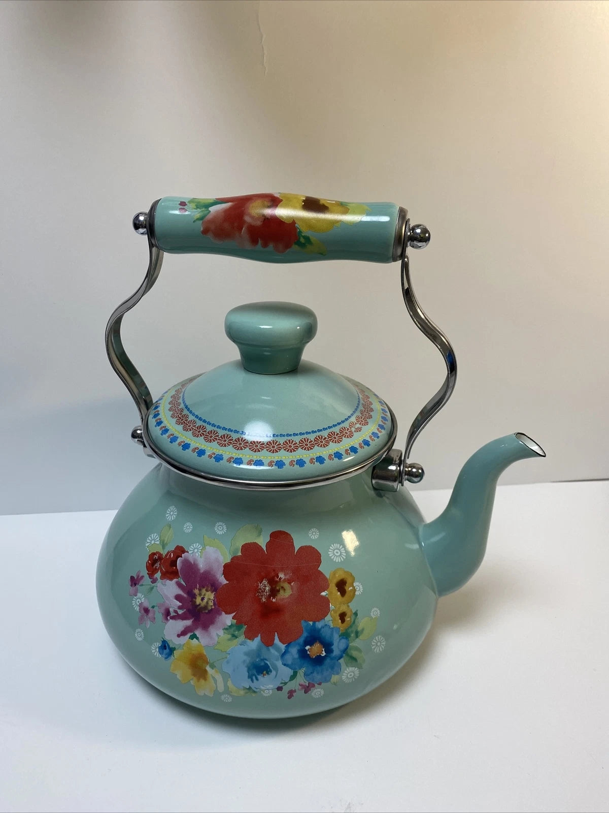 Beautiful The Pioneer Women Enamel Tea Pot Breezy Blossom  Floral Pattern 2 QT