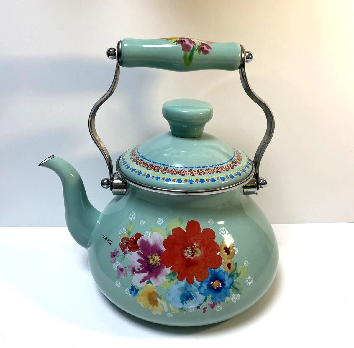 Beautiful The Pioneer Women Enamel Tea Pot Breezy Blossom  Floral Pattern 2 QT