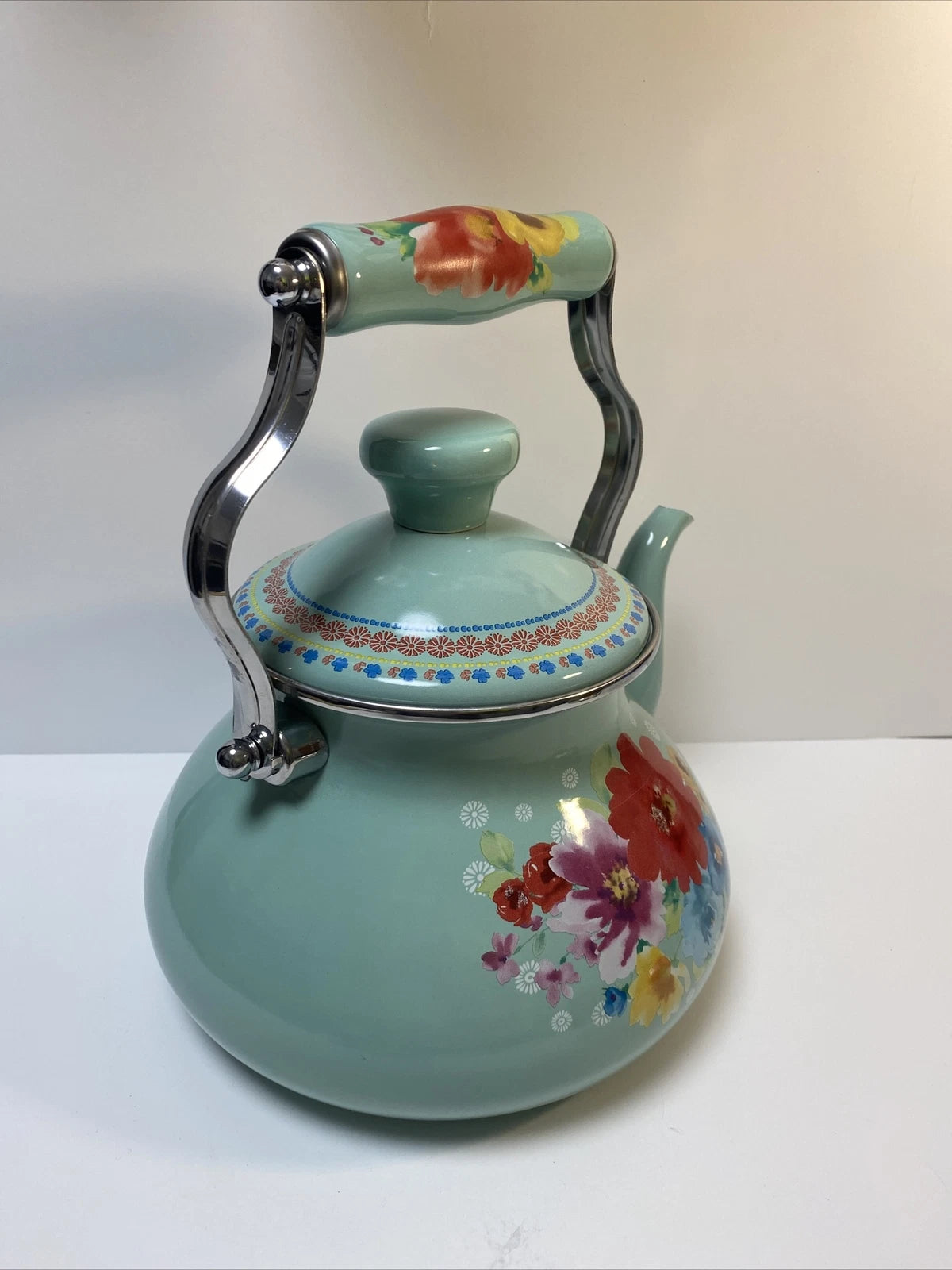 Beautiful The Pioneer Women Enamel Tea Pot Breezy Blossom  Floral Pattern 2 QT