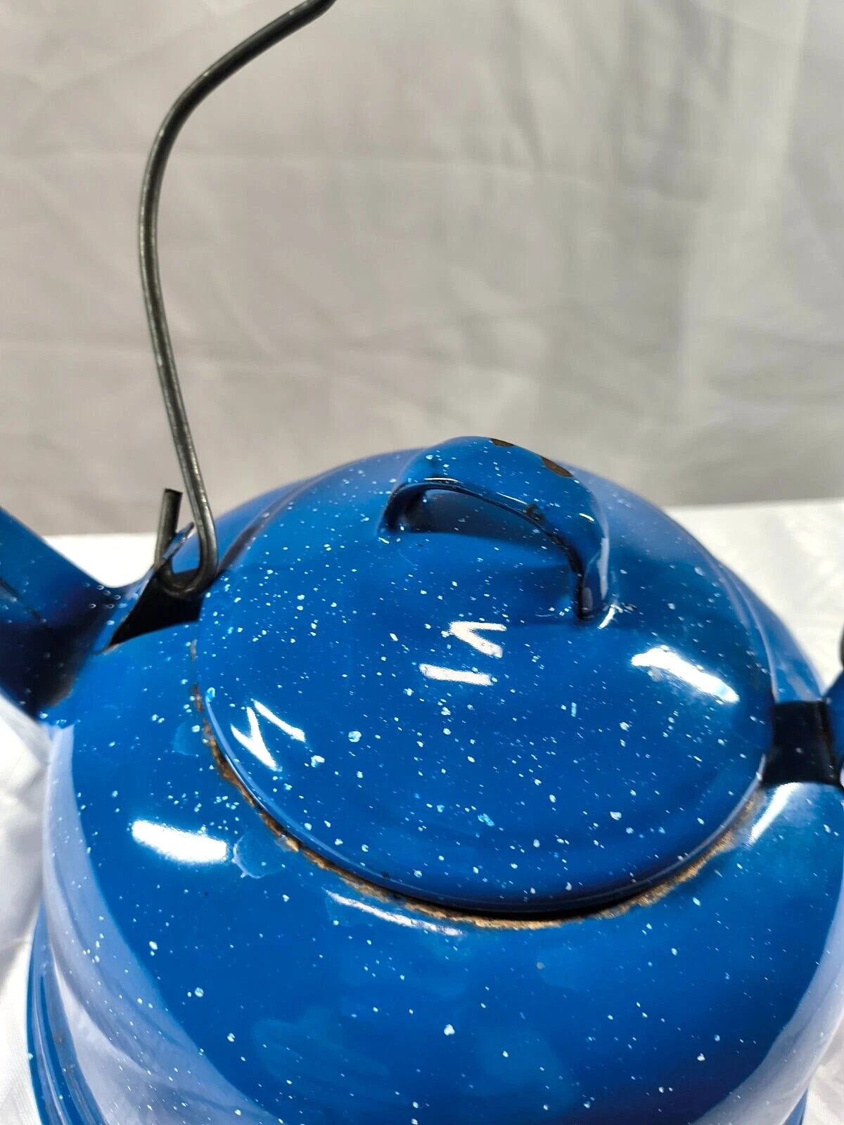 BLUE ENAMELED TEA KETTLE Could Use but Great for the Cabin as Country Decor