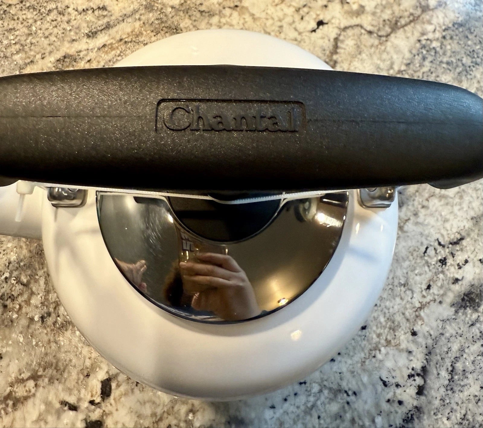 Chantal Frieda Limited Edition White Enamel on Stainless Steel Teakettle ~NEW~