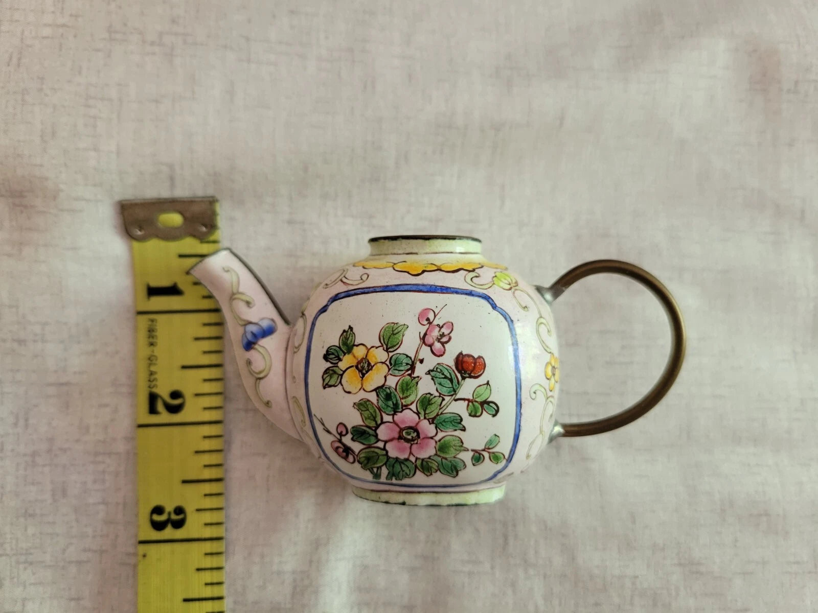 Chinemel Miniature Teapot by B. Yee - Copper and Enamel - Vintage 1990's - 4.25"