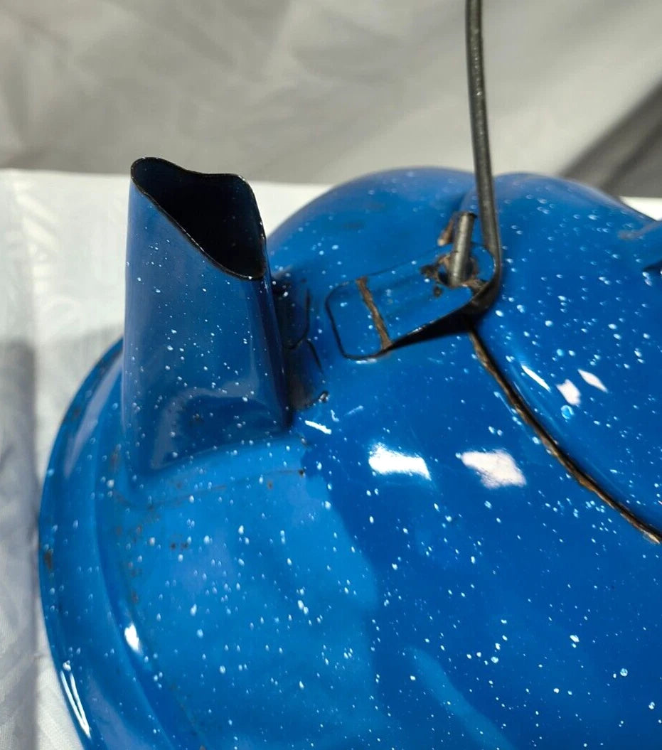 BLUE ENAMELED TEA KETTLE Could Use but Great for the Cabin as Country Decor