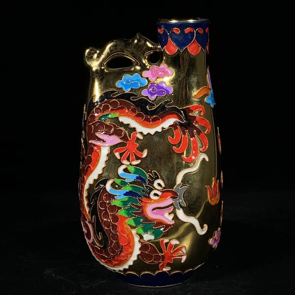 7.2‘’Leather bag-shaped pot with enamel colors of official kiln in Song Dynasty.