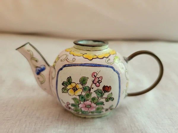 Chinemel Miniature Teapot by B. Yee - Copper and Enamel - Vintage 1990's - 4.25"