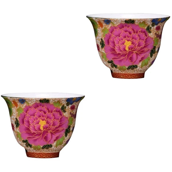 2 Pieces Enamel Teapot Cup Travel Ceramic Mug Chinese Style