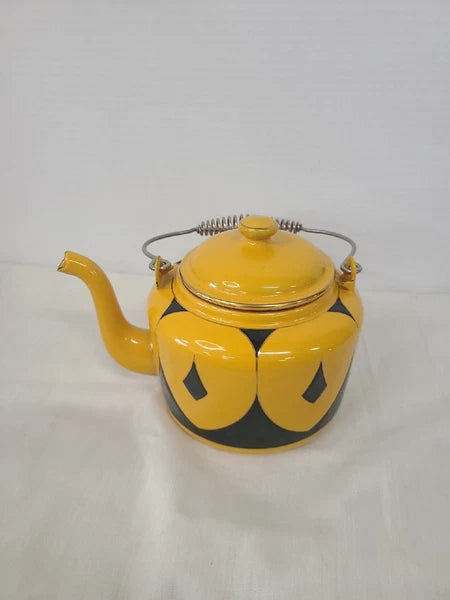 Antique European Enamel Elephant Ear Pattern Tea/Coffee Set