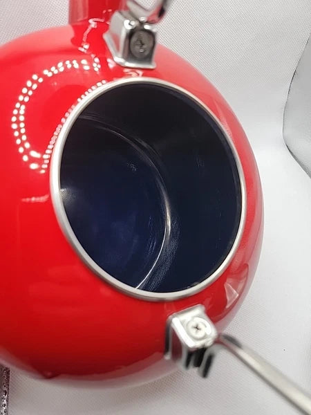 Chantal Red Enamel Stainless Steel 2 Qt Whistling Tea Kettle Apple Red NICE