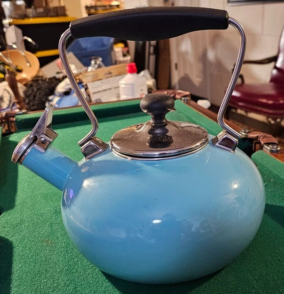Chantal Tea Kettle Aqua Blue Baby Whistling