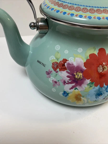 Beautiful The Pioneer Women Enamel Tea Pot Breezy Blossom  Floral Pattern 2 QT