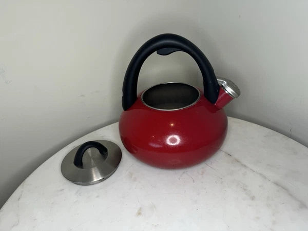Calphalon Enamel Tea Kettle, 2 quart, Red