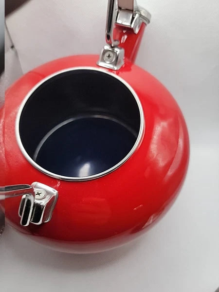 Chantal Red Enamel Stainless Steel 2 Qt Whistling Tea Kettle Apple Red NICE