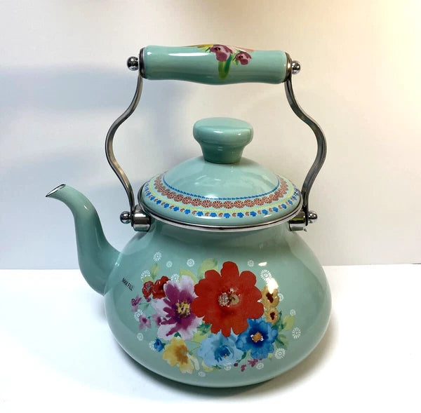 Beautiful The Pioneer Women Enamel Tea Pot Breezy Blossom  Floral Pattern 2 QT