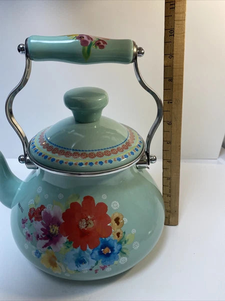 Beautiful The Pioneer Women Enamel Tea Pot Breezy Blossom  Floral Pattern 2 QT