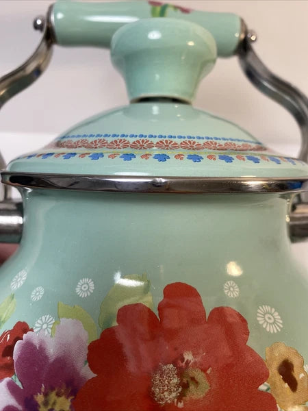 Beautiful The Pioneer Women Enamel Tea Pot Breezy Blossom  Floral Pattern 2 QT