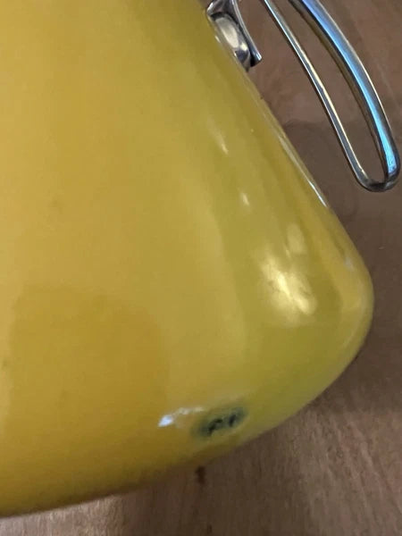 Chantal Yellow Enameled Cone Tea Kettle Retro Vintage Cobalt Blue Inside