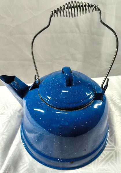 BLUE ENAMELED TEA KETTLE Could Use but Great for the Cabin as Country Decor