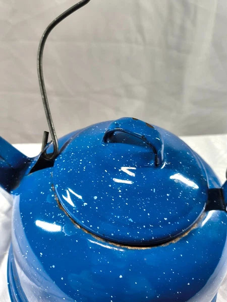 BLUE ENAMELED TEA KETTLE Could Use but Great for the Cabin as Country Decor