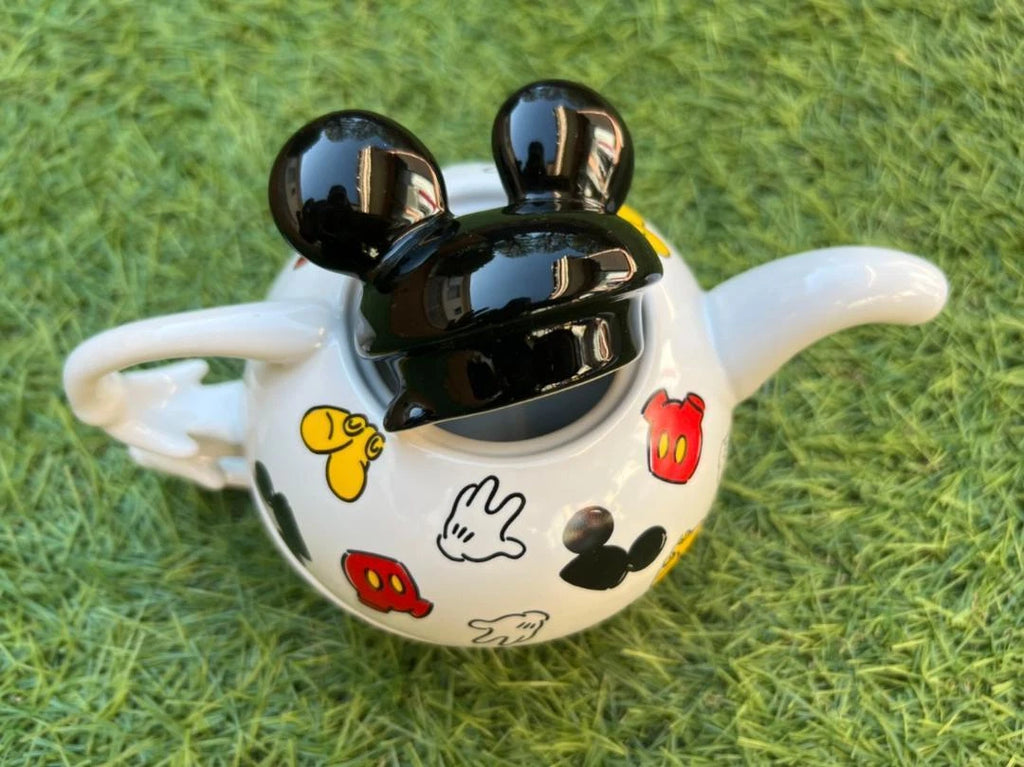 Disney Mickey Mouse Kettle/teapot/pot stand/cup set 2000s White ENAMEL Disney
