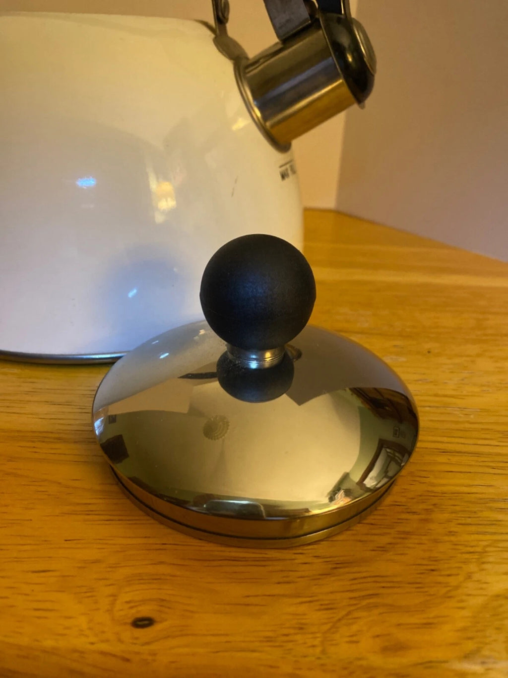 Copco White Enamel Stainless Steel Whistling Tea Kettle 1.3 qt NWT