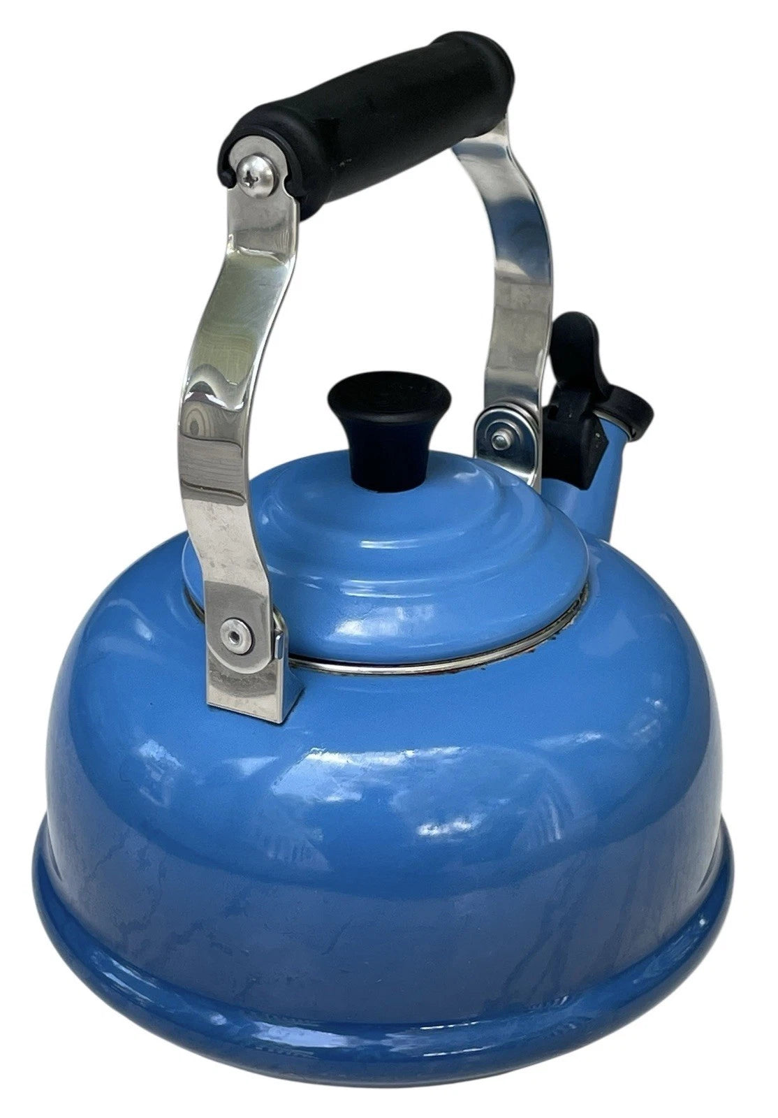 Le Creuset Classic Whistling 1.7 Quart Tea Kettle Enamel-on-Steel Lapis Blue EUC