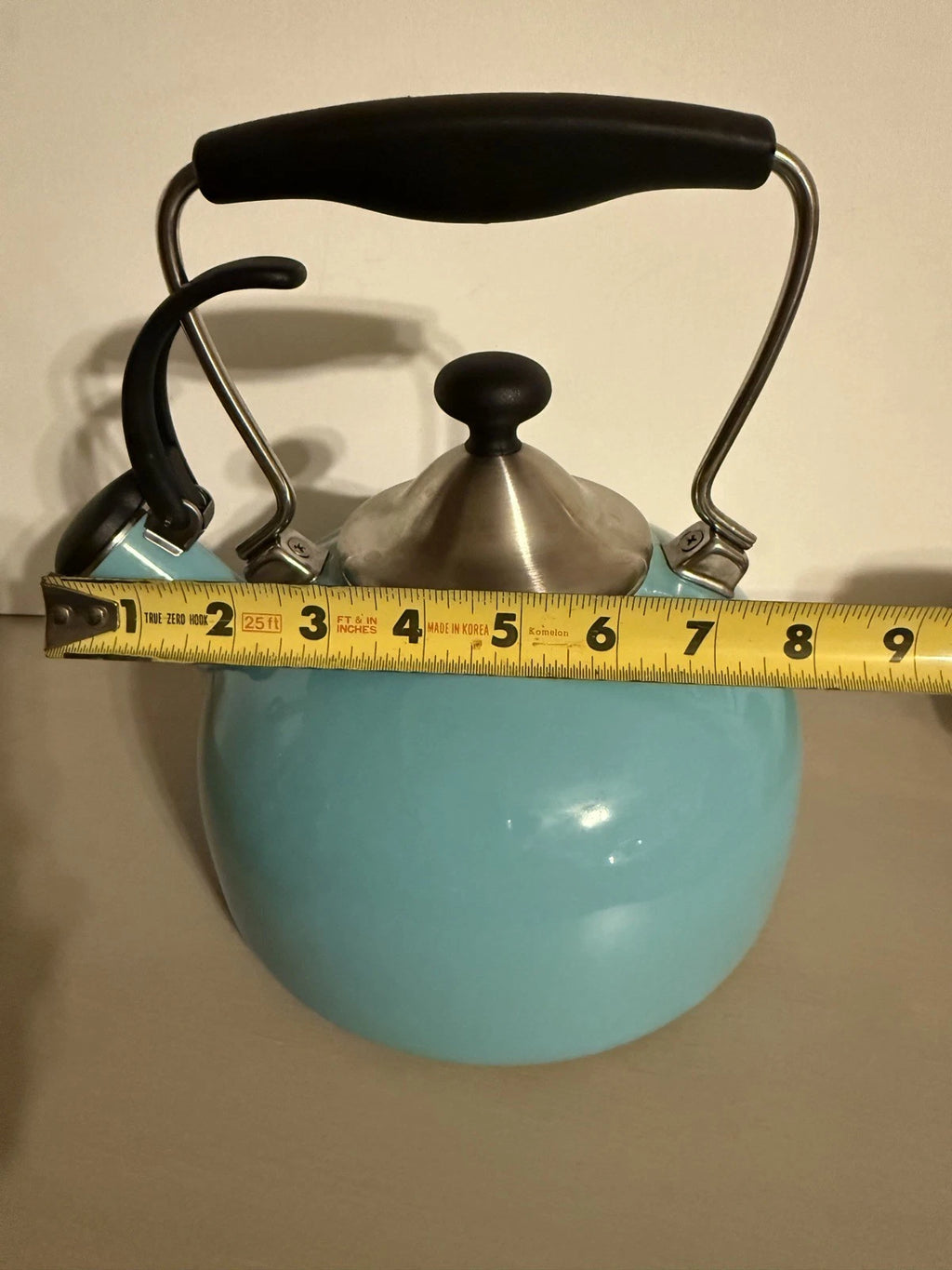 CHANTAL Whistling Tea KETTLE 2 Quart Turquoise Aqua Black On Silver