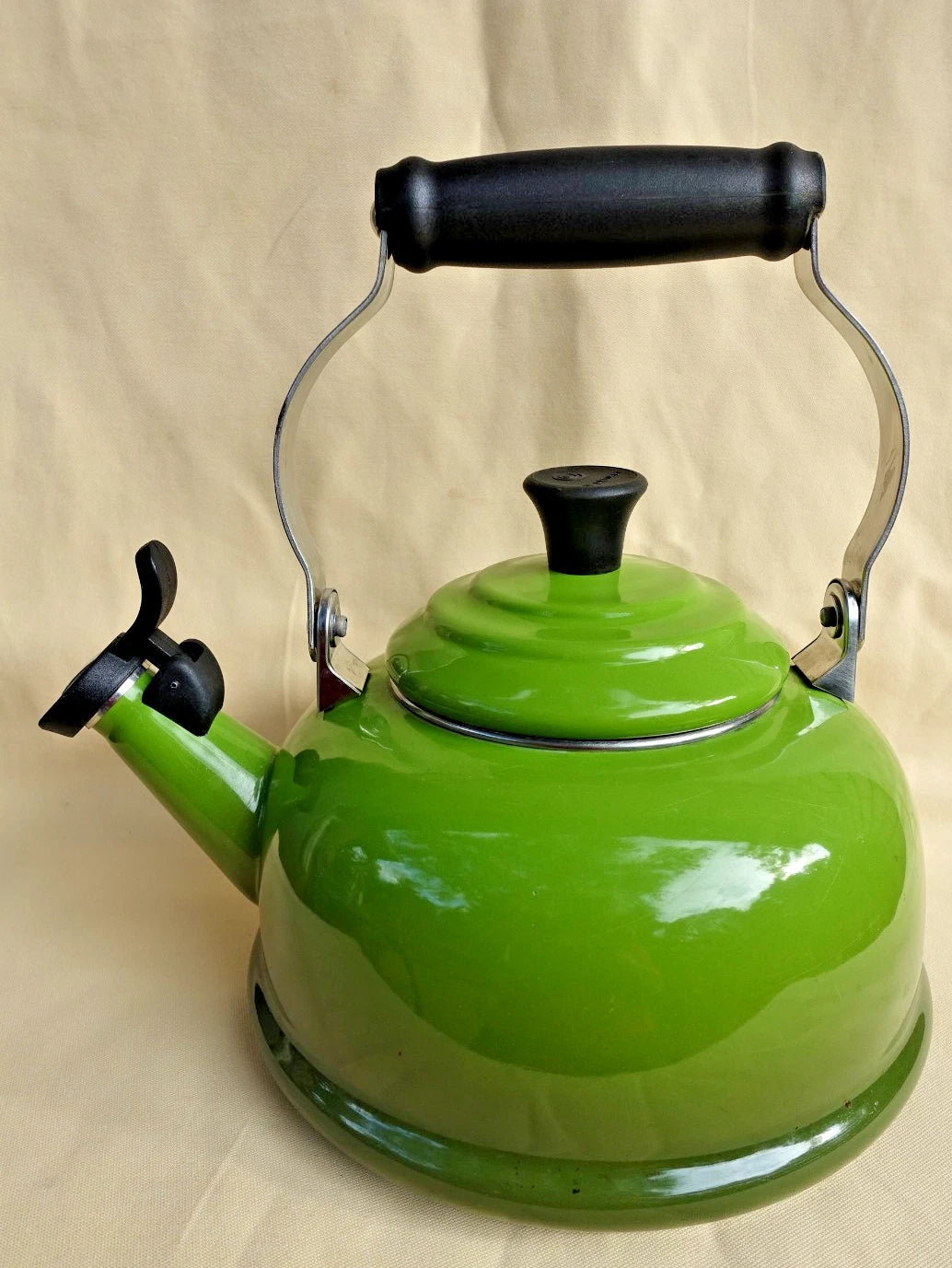 Le Creuset Enamel on Steel 1.7 Qt Palm Green Whistling Tea Kettle  Ombre VGUC