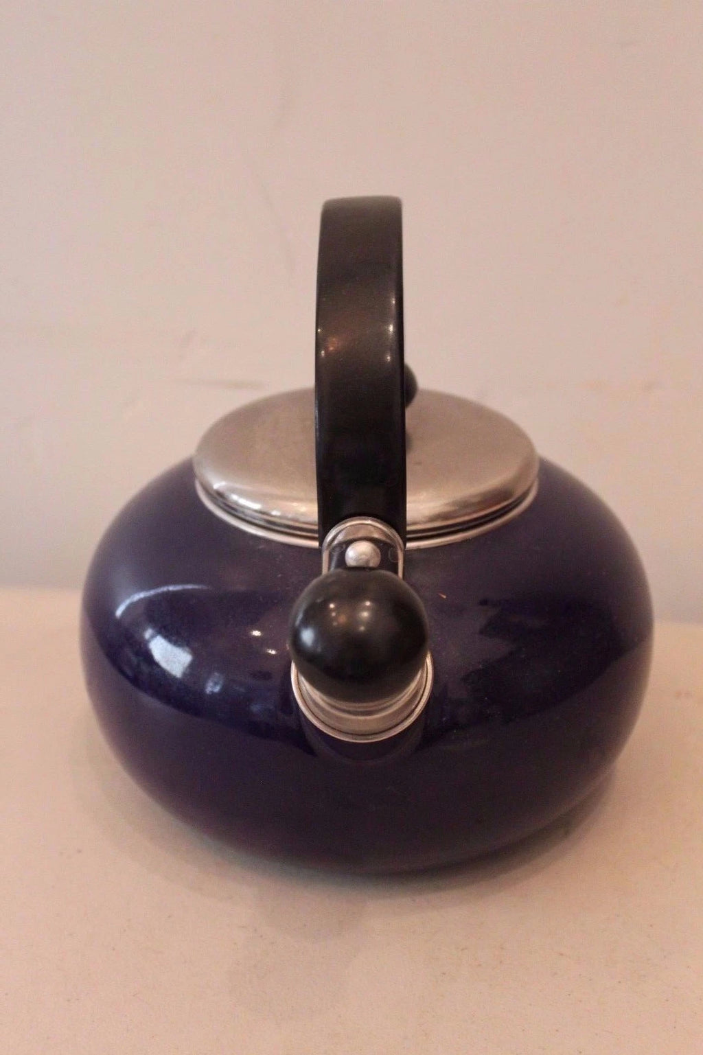 COPCO Blue Enamel Metal Whistling Teapot L#1544