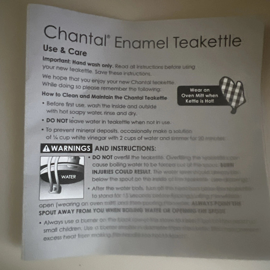 Chantal Whistling Teakettle 2 QT Enamel Brand New In Box