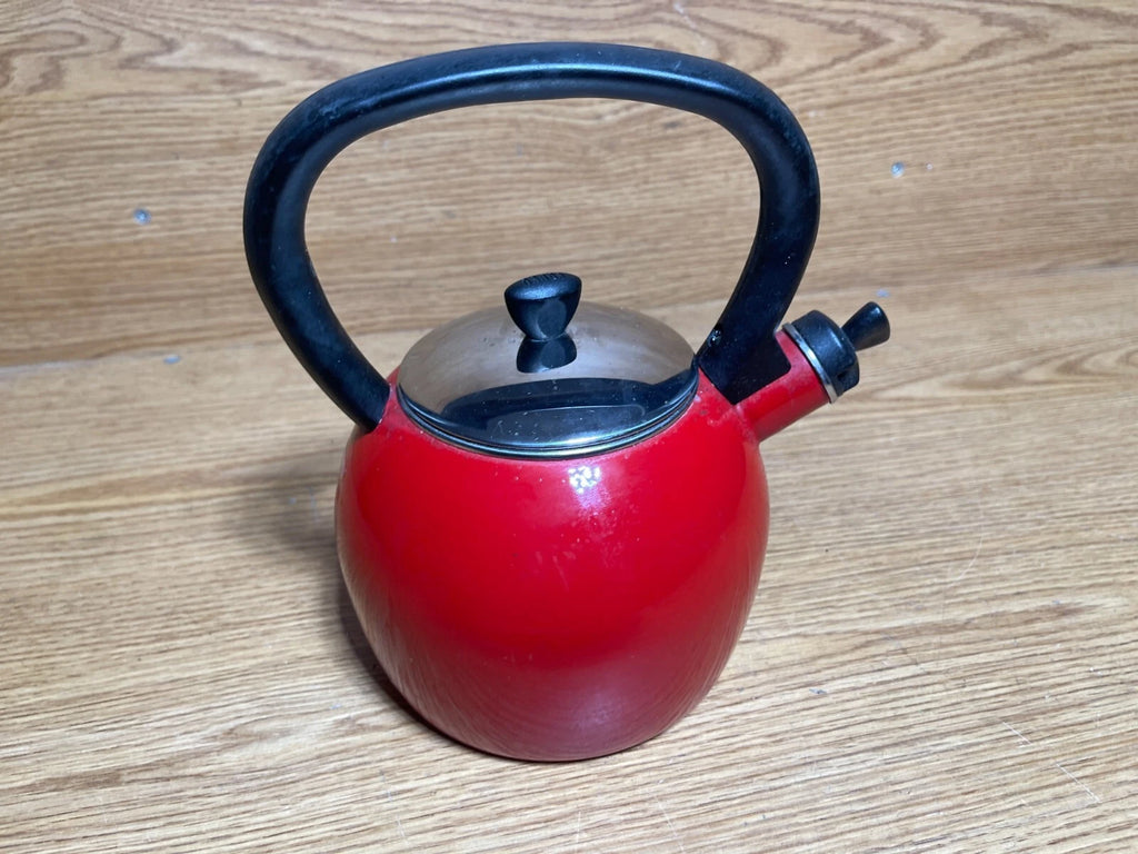 COPCO Red Whistling Tea Kettle Porcelain Enamel