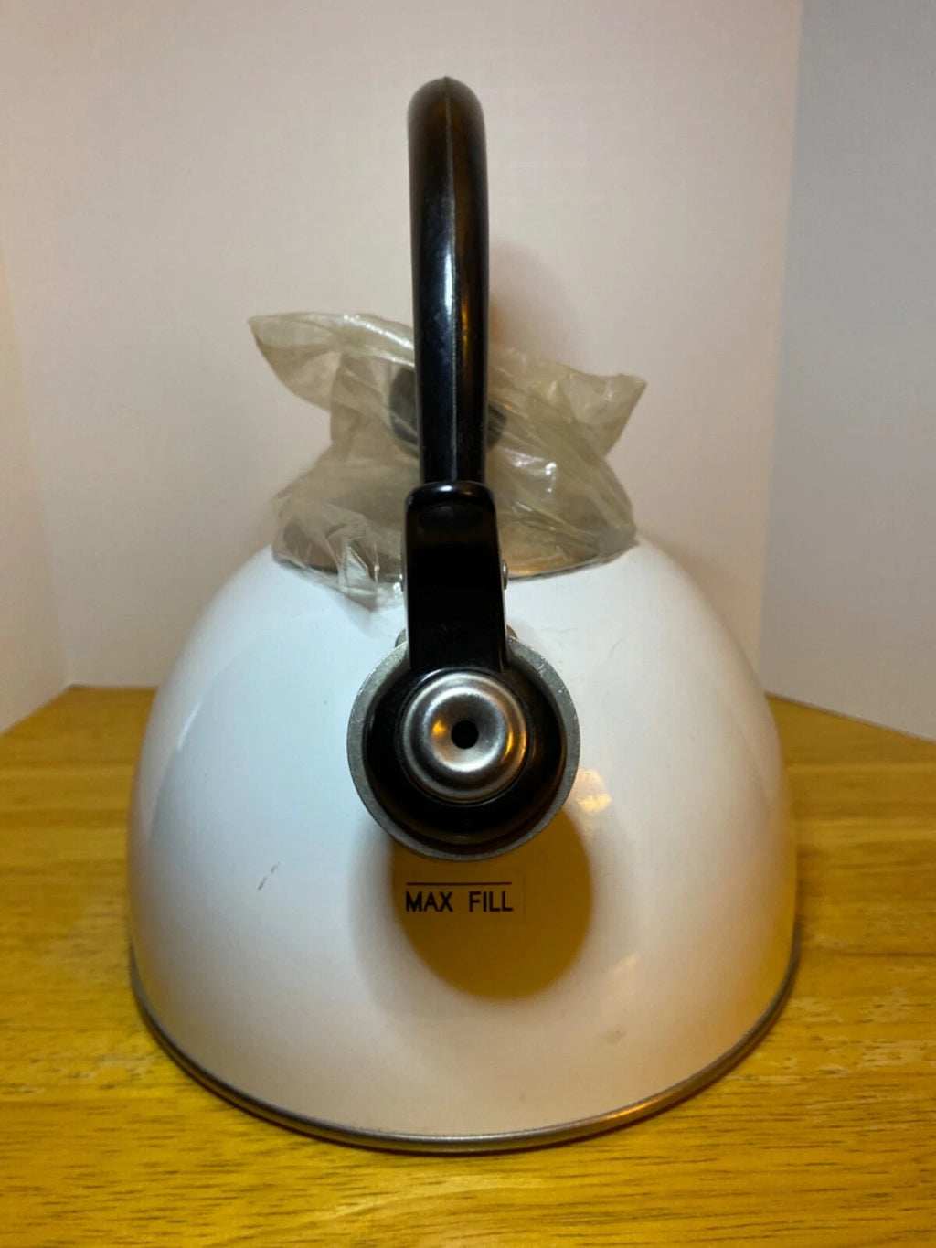 Copco White Enamel Stainless Steel Whistling Tea Kettle 1.3 qt NWT