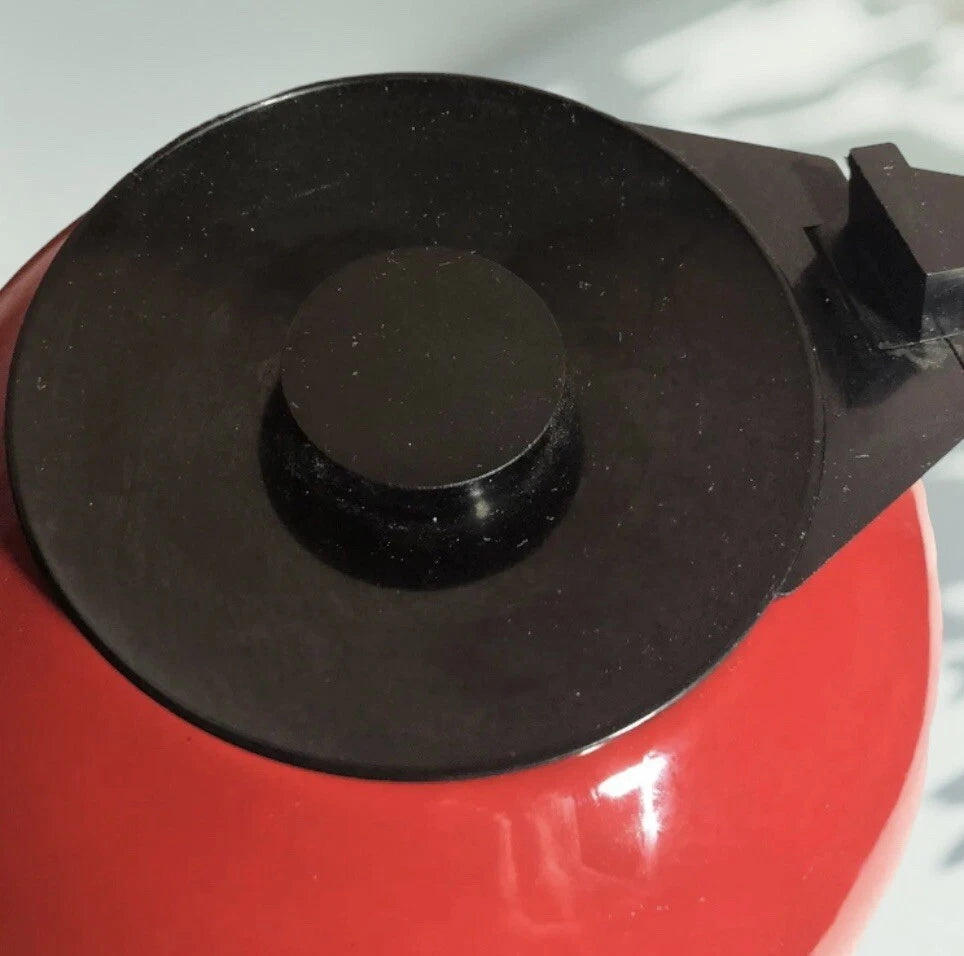 Copco Water Kettle Tea Red Enamel 2.5 Quarts Whistles  Coffee Pot REAL NICE!!