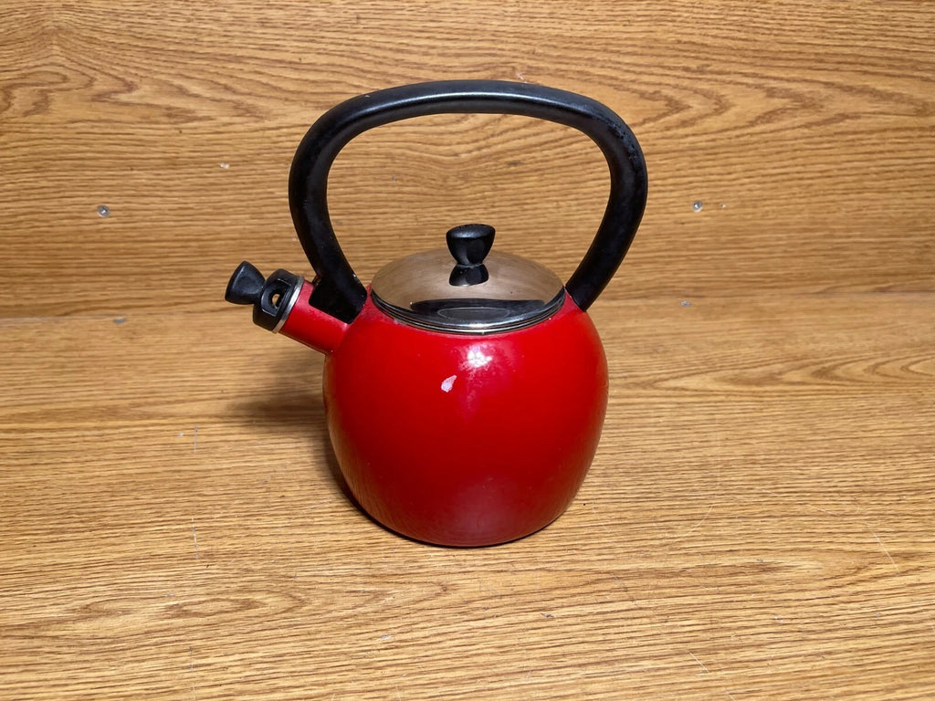 COPCO Red Whistling Tea Kettle Porcelain Enamel