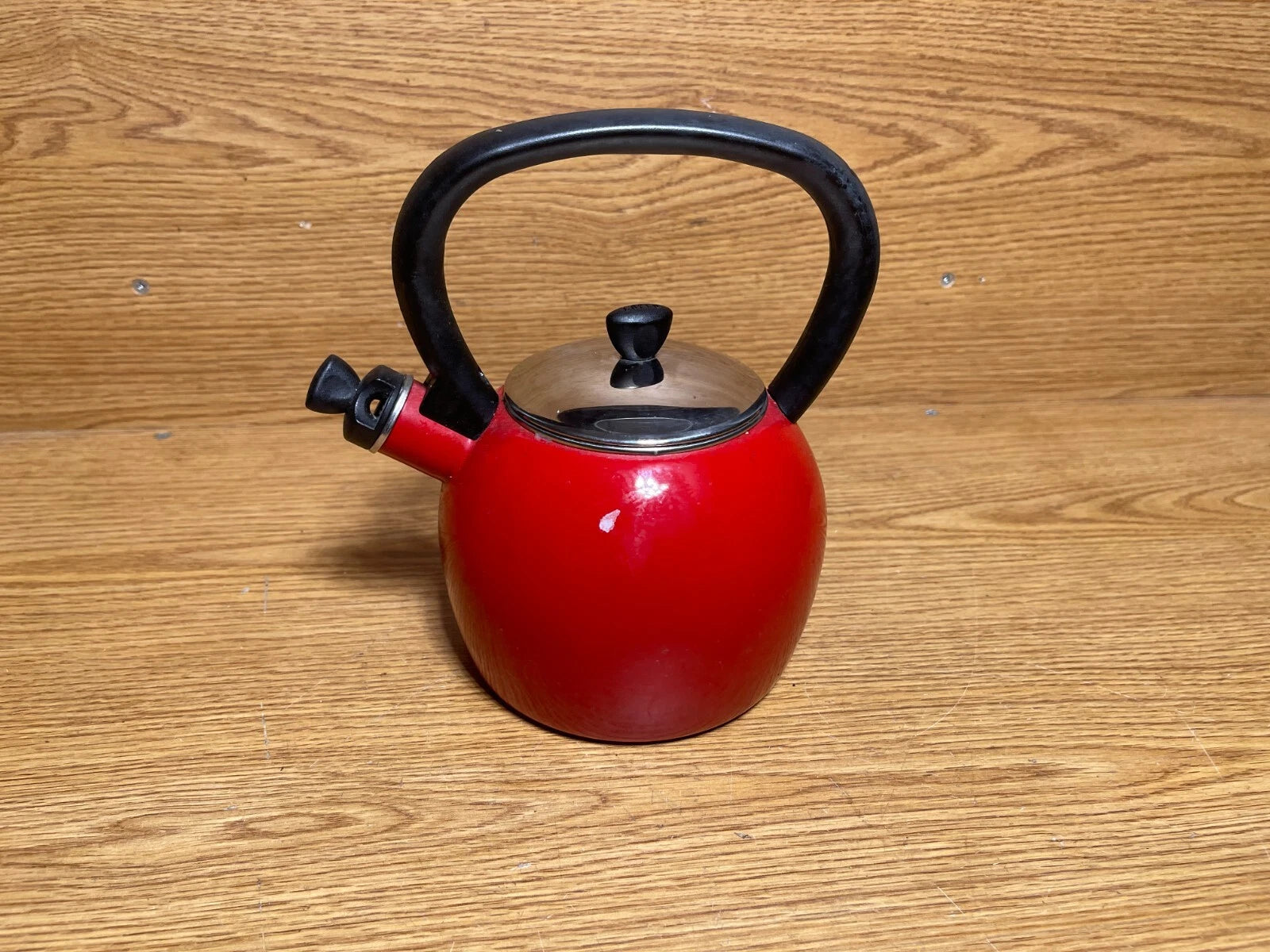 COPCO Red Whistling Tea Kettle Porcelain Enamel