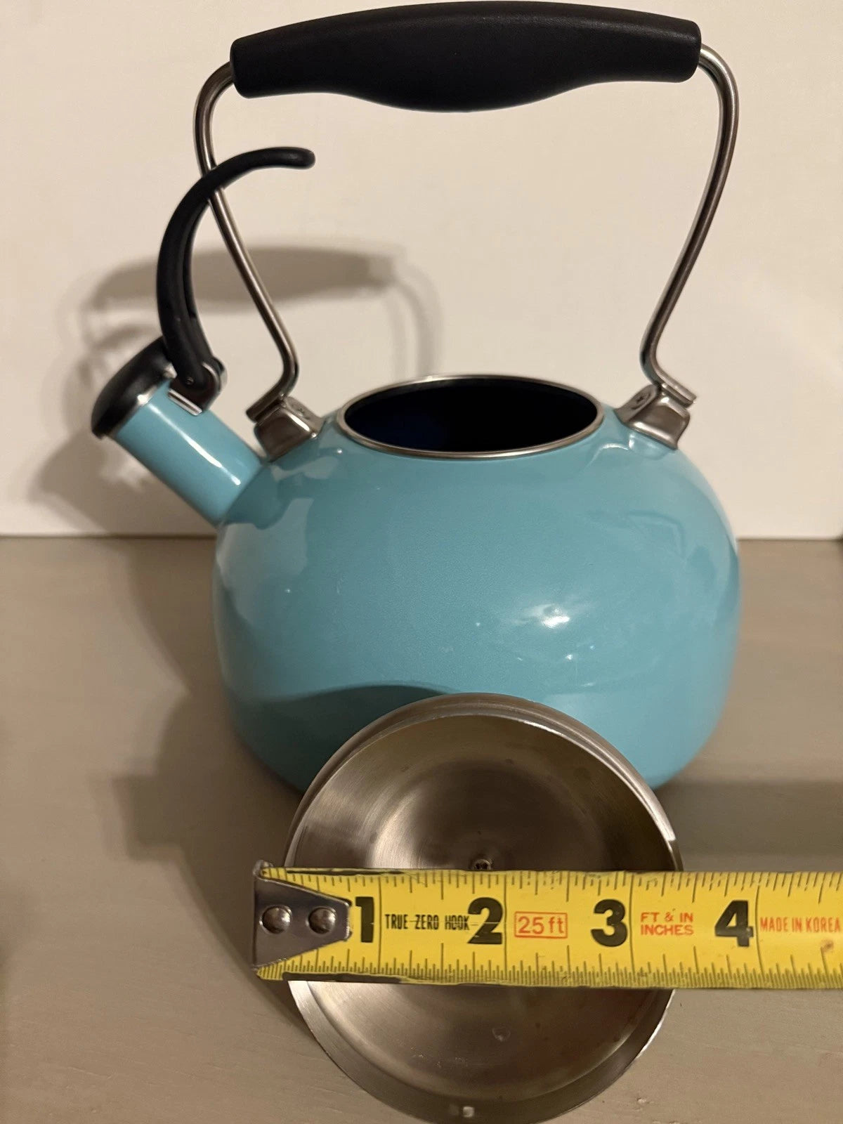 CHANTAL Whistling Tea KETTLE 2 Quart Turquoise Aqua Black On Silver