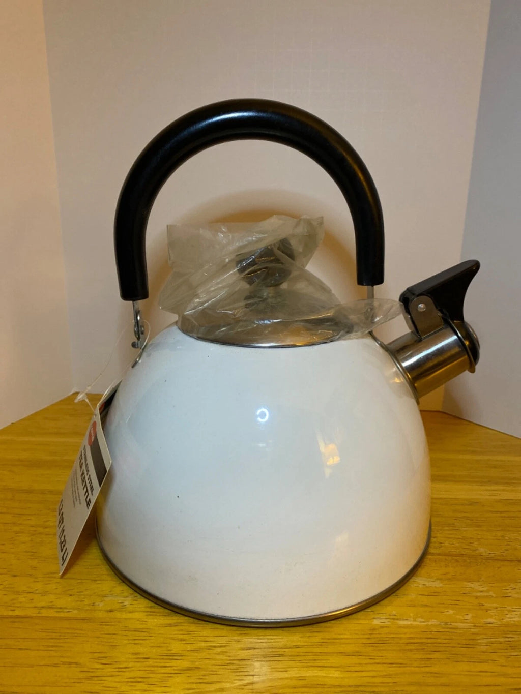 Copco White Enamel Stainless Steel Whistling Tea Kettle 1.3 qt NWT