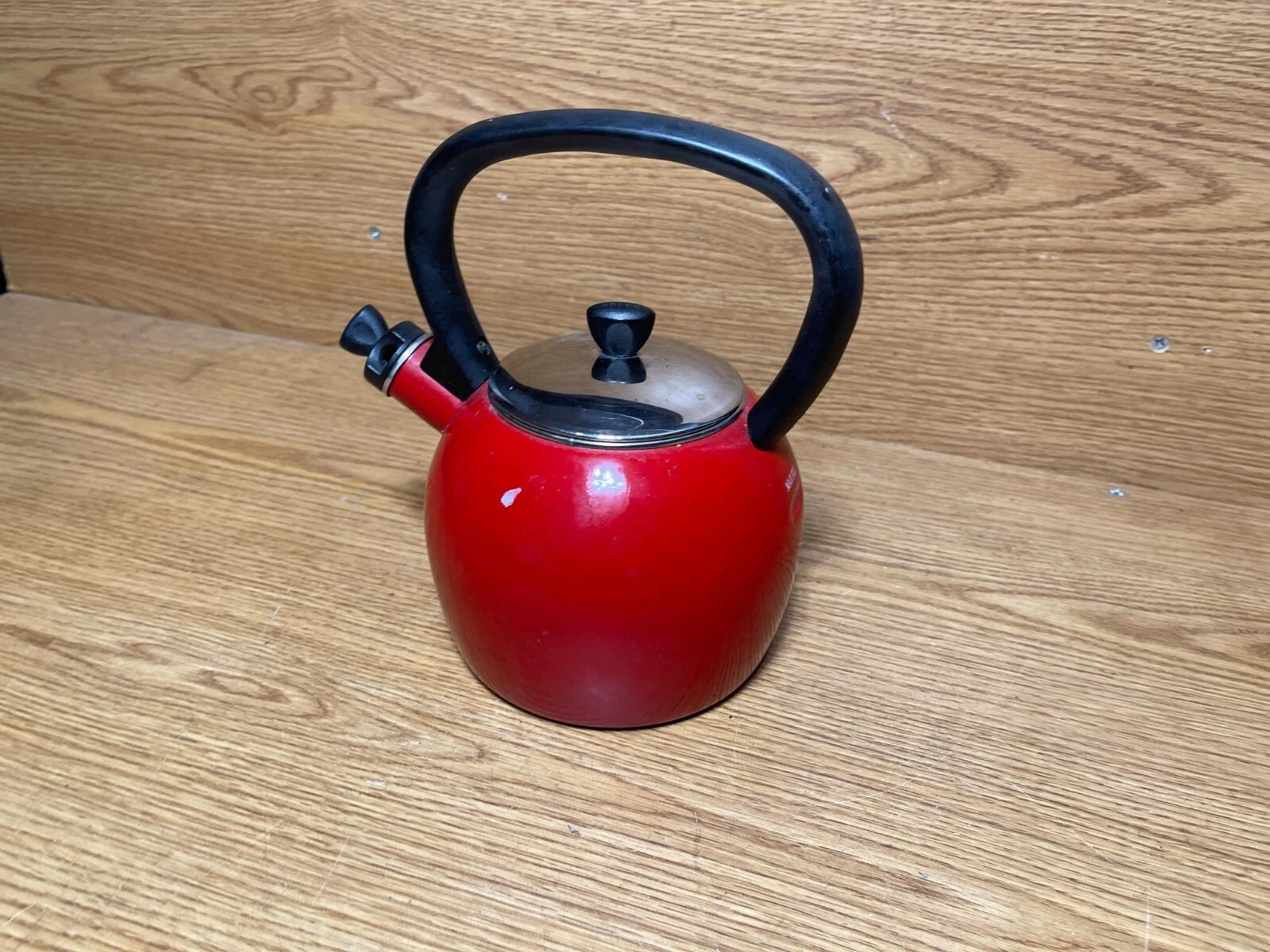 COPCO Red Whistling Tea Kettle Porcelain Enamel