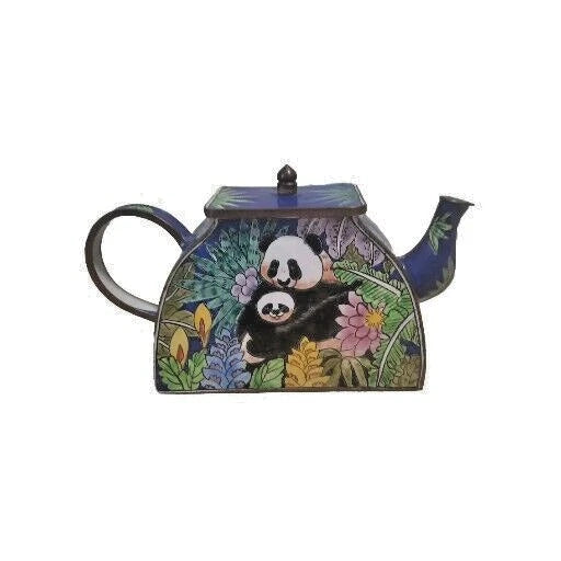 Kelvin Chen Mother & Baby Panda On A Miniature Enamel Teapot