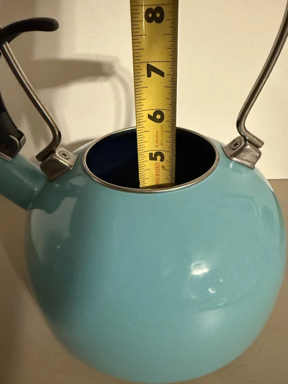 CHANTAL Whistling Tea KETTLE 2 Quart Turquoise Aqua Black On Silver