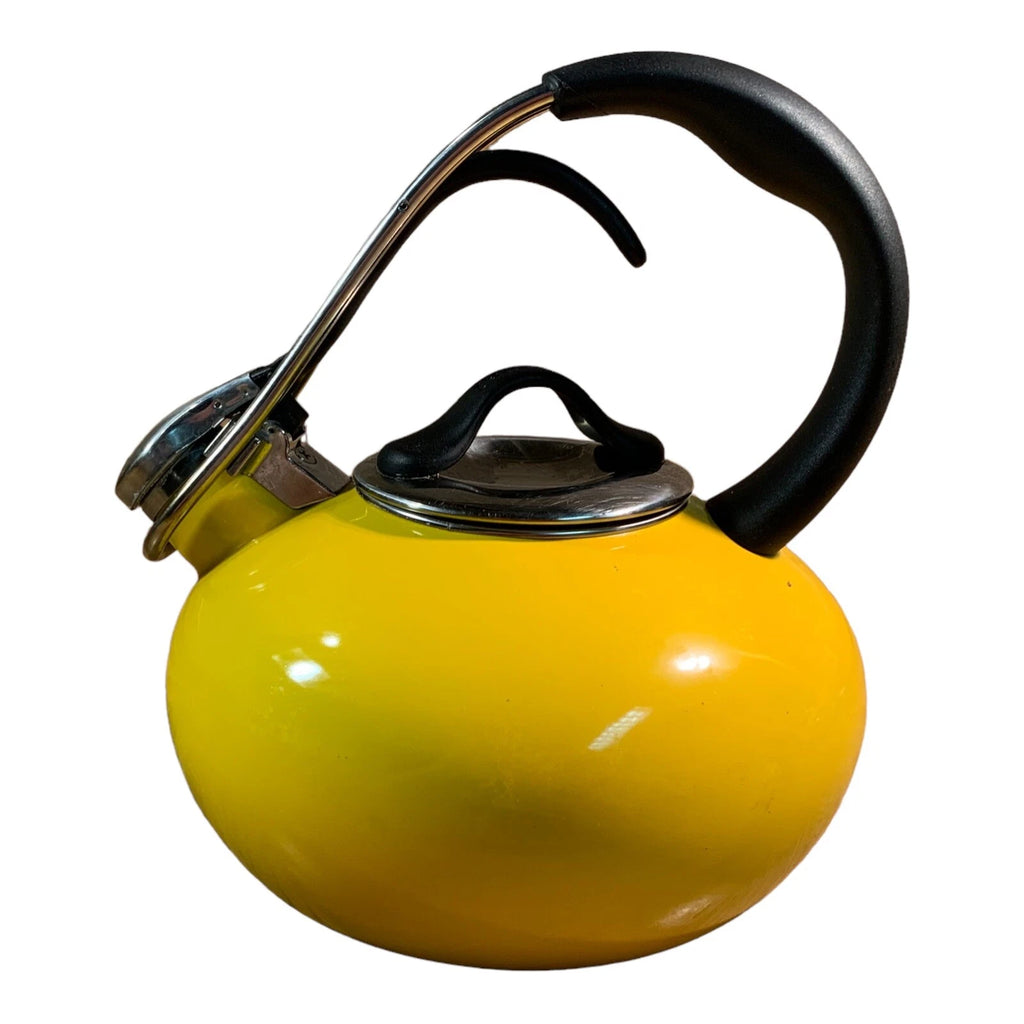 Chantal Yellow LIVESTRONG 1.8 Qt Enamel-Steel Loop Whistling Tea Kettle Pot