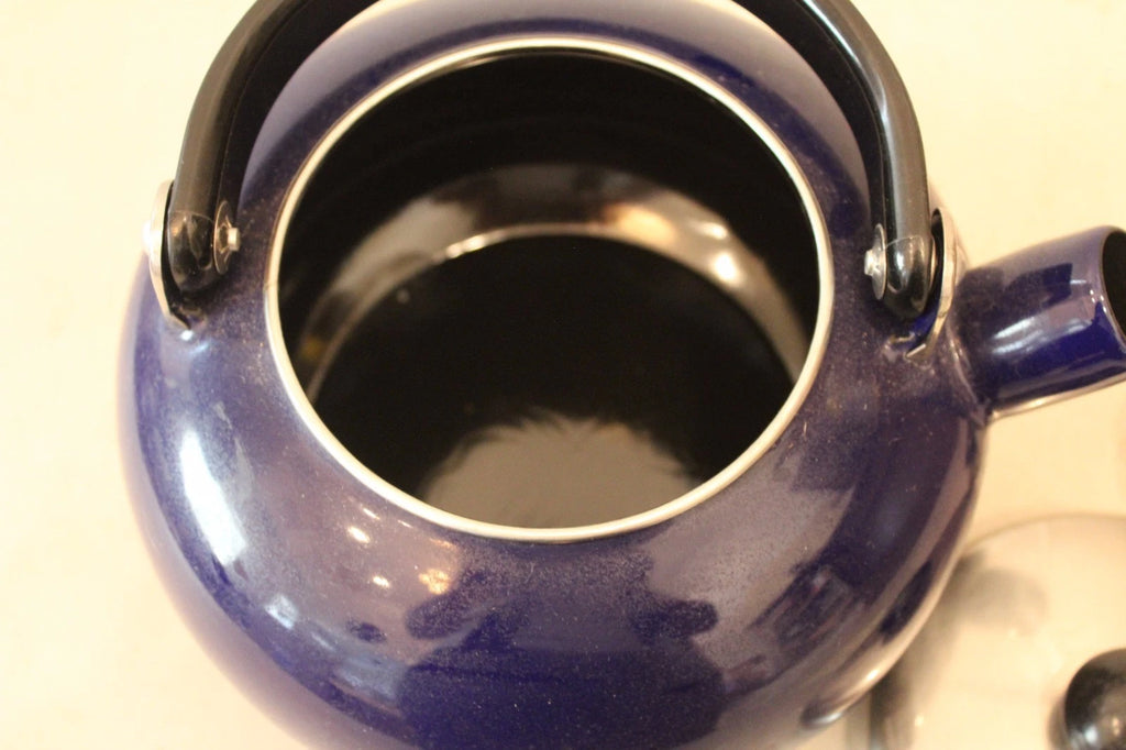 COPCO Blue Enamel Metal Whistling Teapot L#1544