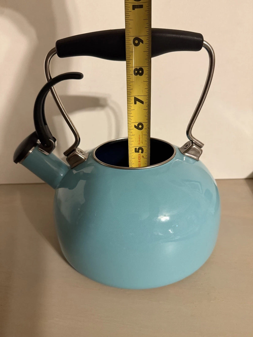 CHANTAL Whistling Tea KETTLE 2 Quart Turquoise Aqua Black On Silver