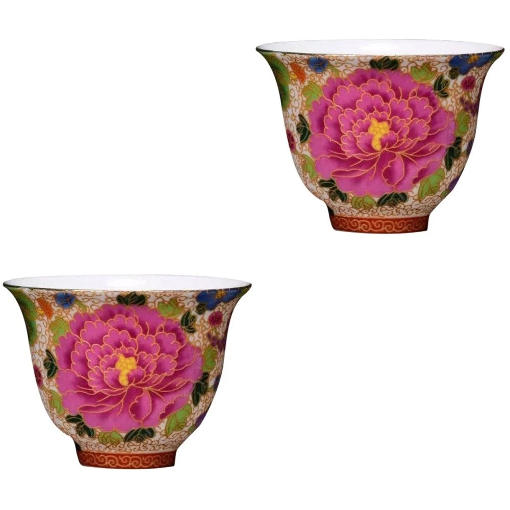 2 Pieces Enamel Teapot Cup Travel Ceramic Mug Chinese Style