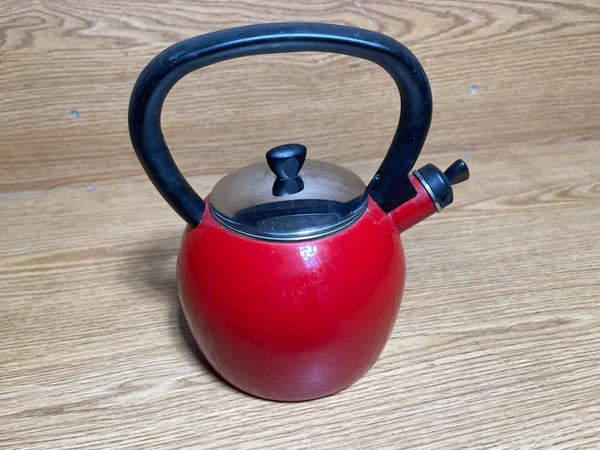 COPCO Red Whistling Tea Kettle Porcelain Enamel