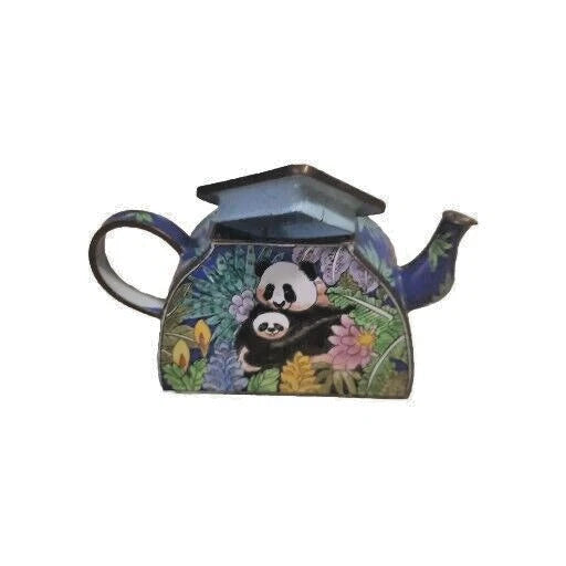 Kelvin Chen Mother & Baby Panda On A Miniature Enamel Teapot