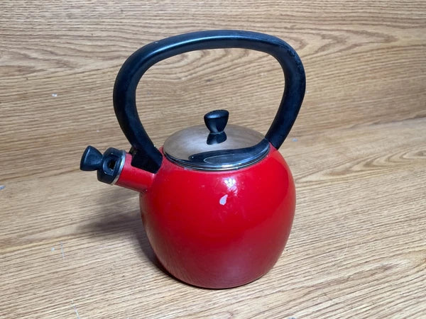 COPCO Red Whistling Tea Kettle Porcelain Enamel