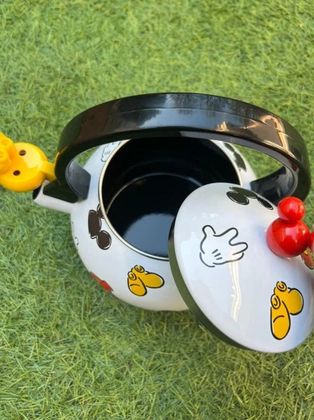 Disney Mickey Mouse Kettle/teapot/pot stand/cup set 2000s White ENAMEL Disney