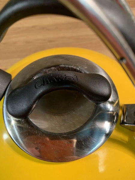 Chantal Yellow LIVESTRONG 1.8 Qt Enamel-Steel Loop Whistling Tea Kettle Pot