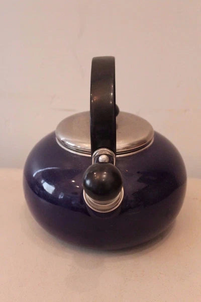 COPCO Blue Enamel Metal Whistling Teapot L#1544
