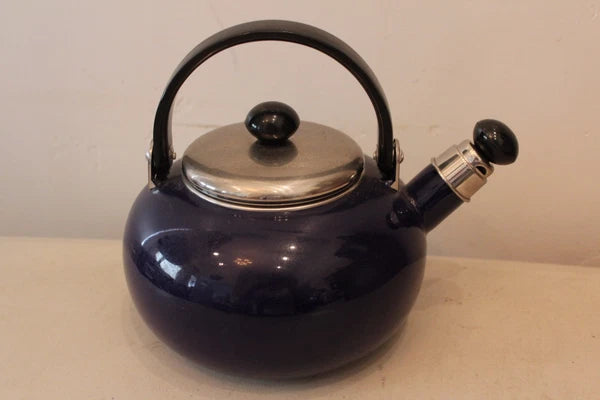 COPCO Blue Enamel Metal Whistling Teapot L#1544